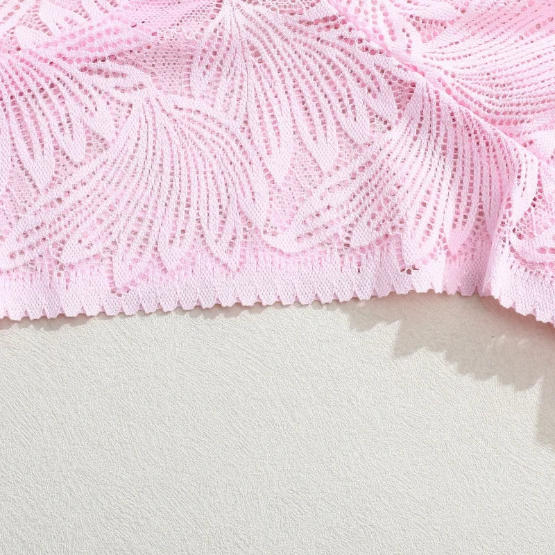 6pcs Women's Sexy Lace Breathable Panties Seamless High Waist Transparent G-String Solid Color Hollow Breathable Underwear S-XXL