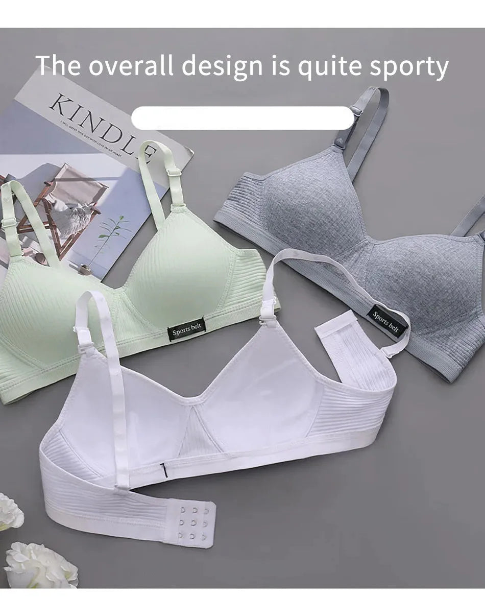 Cotton Women's AB Cup Bra Underwear Wireless Gathering Comfortable V-Bra Women's Upward Push Underwear