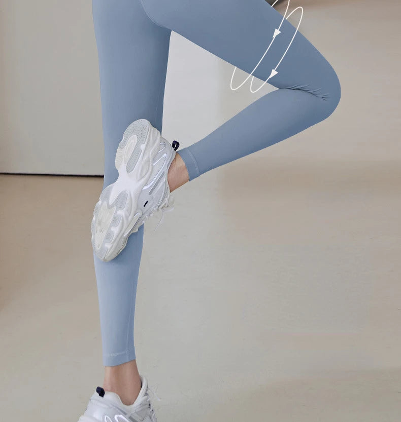 Woman Skinny Sexy Open Crotch Leggings Couple Outdoor Sport Crotchless Panties Booty Lifting Pants with Hidden Zipper Trousers