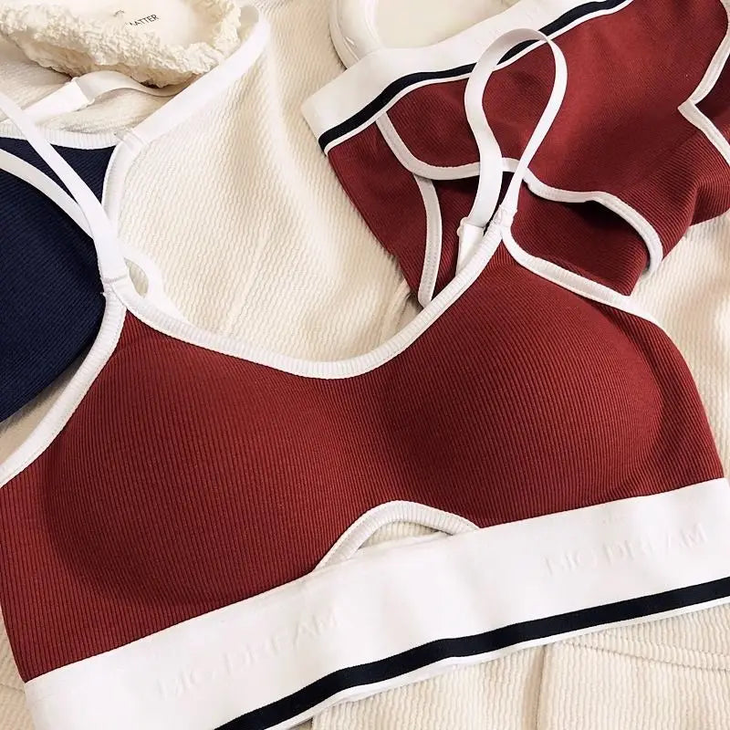 Cotton Bra Set Women Comfort Seamless Underwear Female Push Up Bra Low Waist Thong Panties Casual Sports Lingerie Intimates