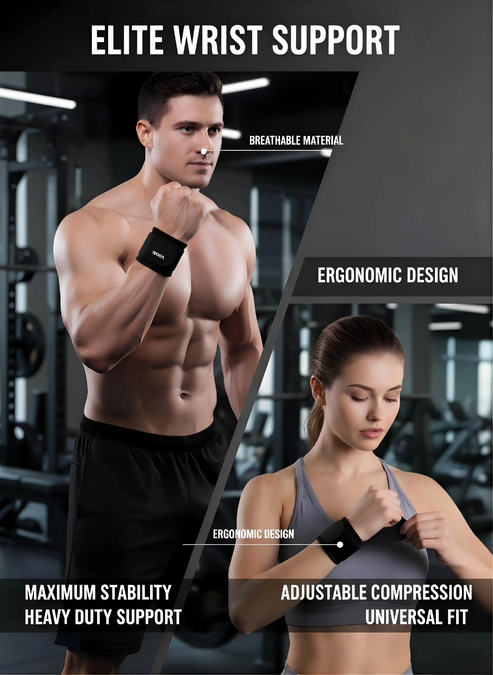 1PC Lightweight Adjustable Wrist Support Brace for Weightlifting Squat Kettlebell Outdoor Cycling - Protective Fitness Wristband