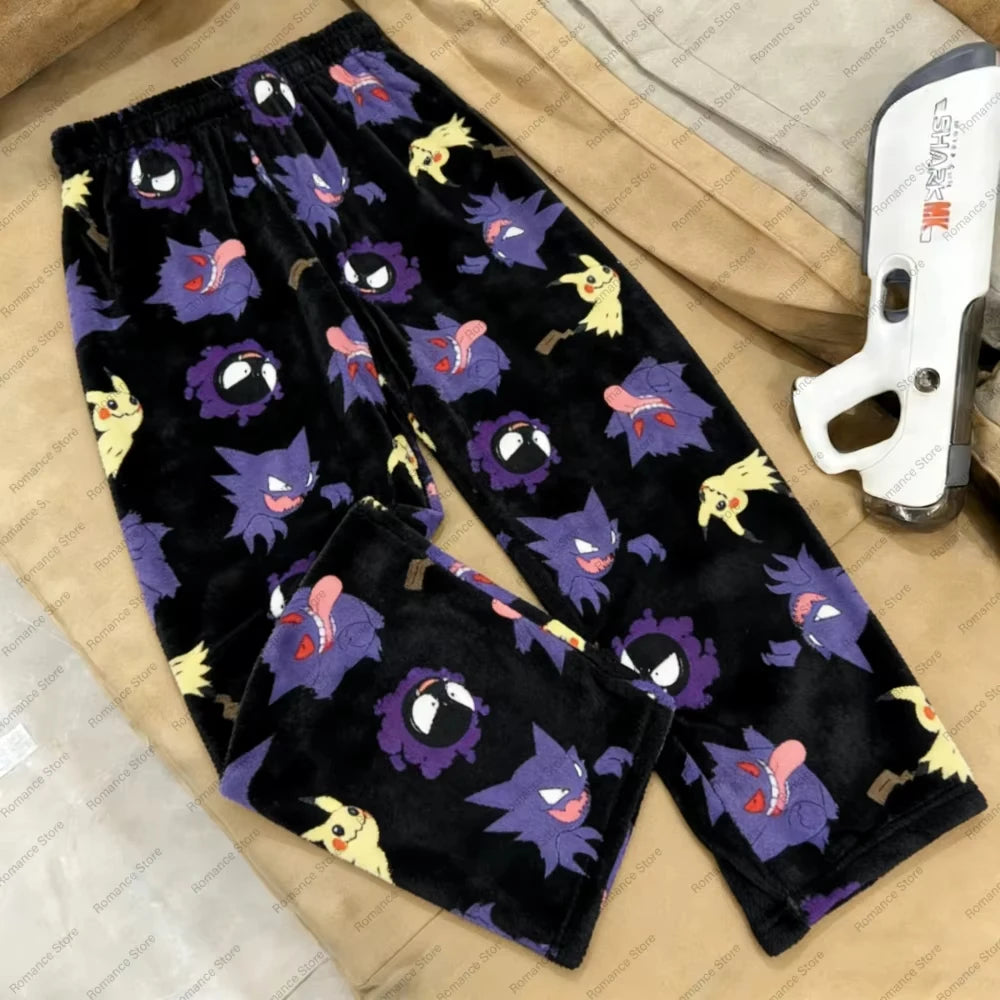 2026 Pocket Monster Pikachu Full Over Print Adult Pajama Pants Matching Family Outfits Autumn And Winter Flannel Comfy pants