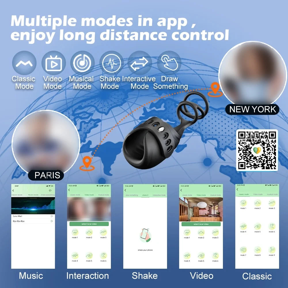 Male Penis Trainer Cock Ring Vibrator Masturbators Stroker Toys with Penis Rings for 18+ Men Erection APP Control Glans Massage