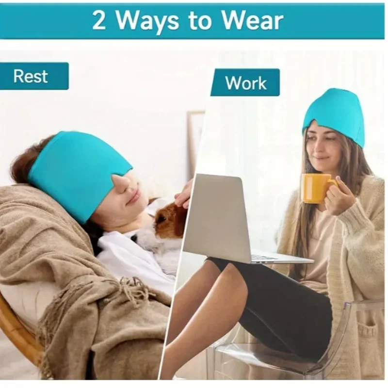 1pcs migraine relief headgear relief cap gel ice cap single layer headgear ice pack headgear relief stretchable compression head