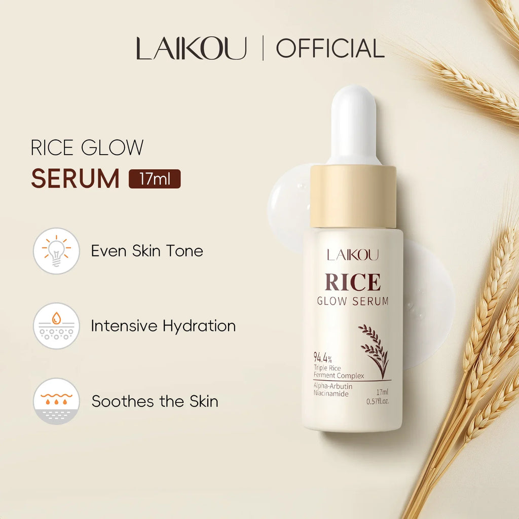 Rice Glow Facial Essence 17ml Hydrating Moisturizer Nourishes Brightens Skin Tone Natural Extract Serum Sensitive Skin