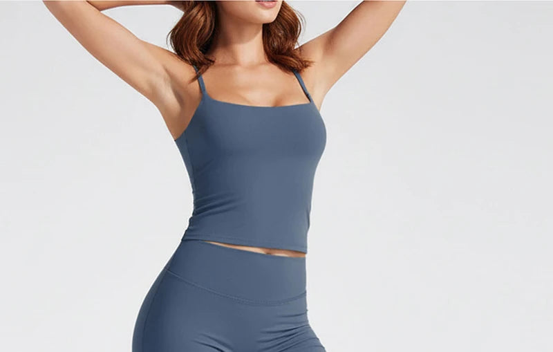 WAREBALL SoftMotion Strappy Mid Vest Women Gym Tank Top Naked-feel Workout Fitness Pilates Running Camisole