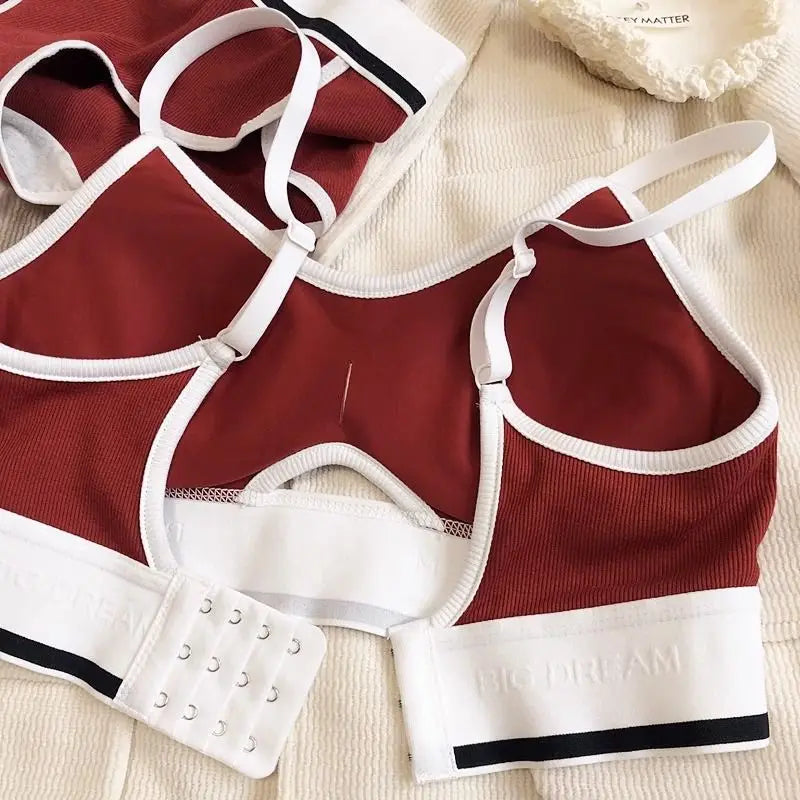 Cotton Bra Set Women Comfort Seamless Underwear Female Push Up Bra Low Waist Thong Panties Casual Sports Lingerie Intimates