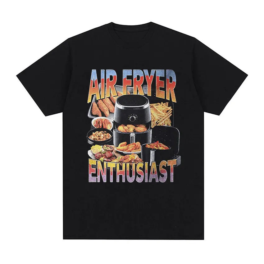 Air Fryer Enthusiast Funny Cooking Lover TShirts Men Women summer O-Neck short sleeve T-shirt fashion High Quality Cotton TShirt